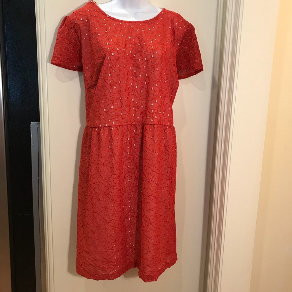 Coral Orange Lace Plus Size Dress EUC !! ICE ILE